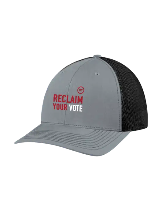 Richardson Adjustable Snapback Original 112 Trucker Cap Heather Grey w/Black Mesh w/Reclaim Your Vote Logo