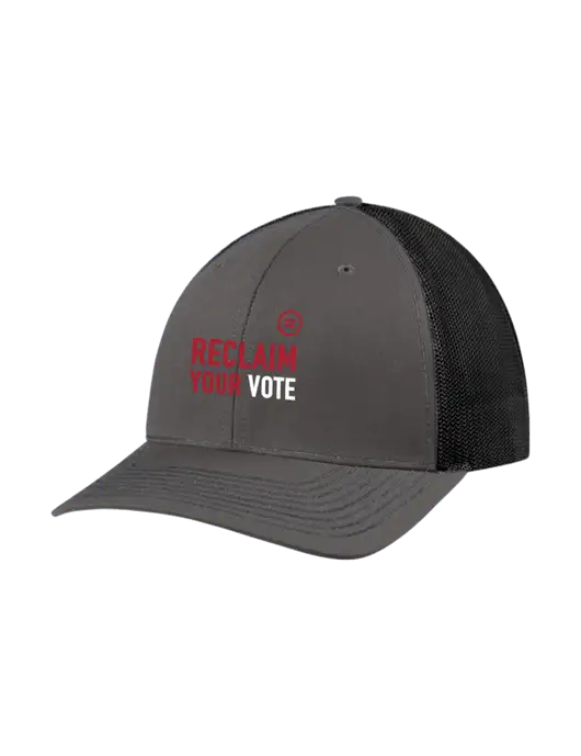 Richardson Adjustable Snapback Original 112 Trucker Cap Dark Grey w/Black Mesh w/Reclaim Your Vote Logo