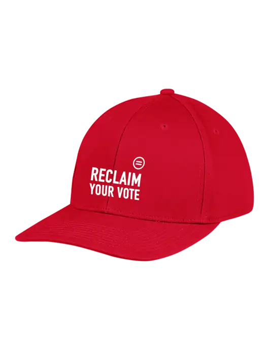Premium Modern Structured Twill Red Snapback Cap w/Reclaim Your Vote Logo