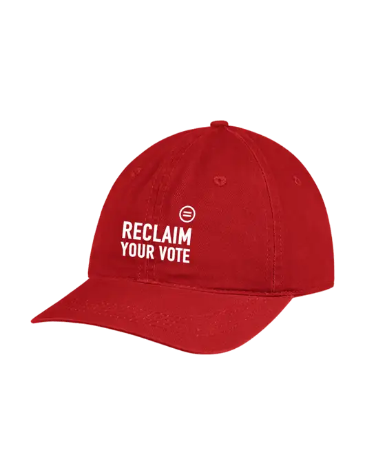 Garment Washed Unstructured Twill Red Cap w/Reclaim Your Vote Logo