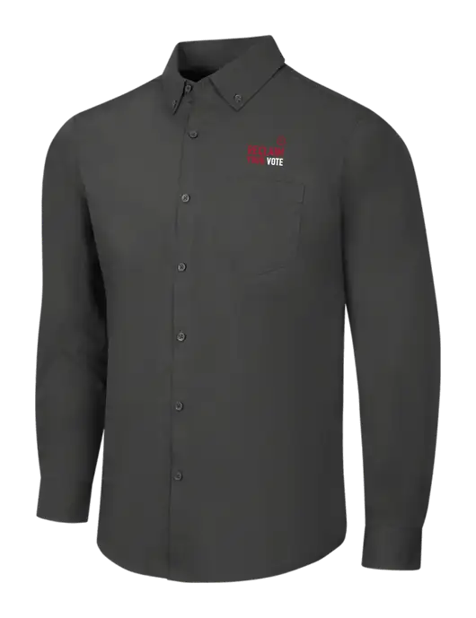 Dark Grey Long Sleeve Carefree Poplin Shirt w/Reclaim Your Vote Logo
