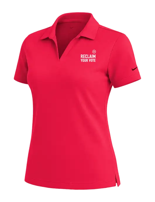NIKE Red Womens Dri-Fit Micro Pique Polo w/Reclaim Your Vote Logo
