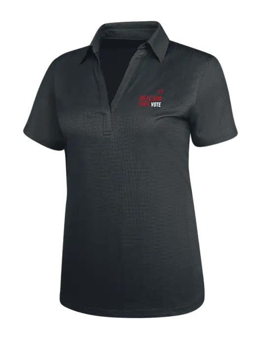 Dark Grey Womens Performance Fine Jacquard Polo w/Reclaim Your Vote Logo