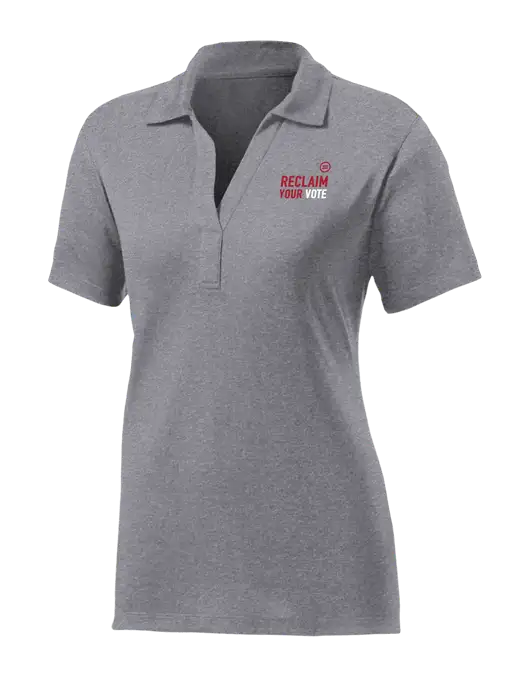 Womens Medium Grey Heather Contender Polo w/Reclaim Your Vote Logo