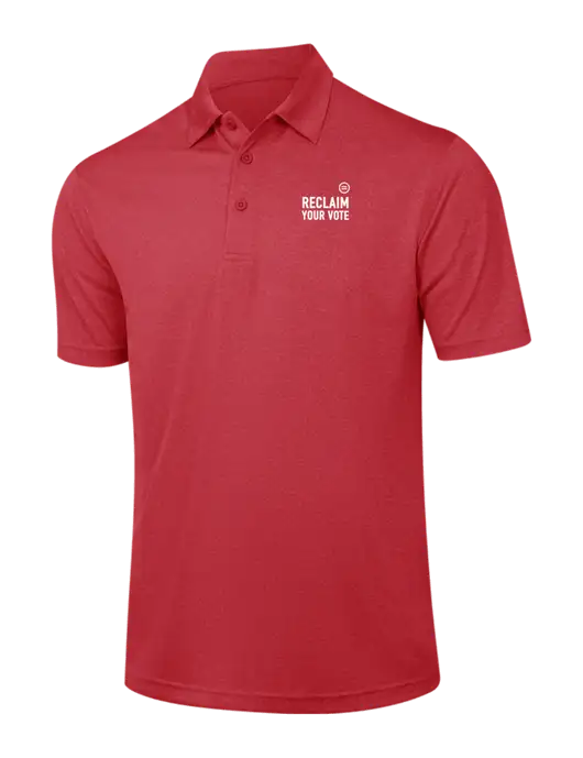 Red Heather Contender Polo w/Reclaim Your Vote Logo