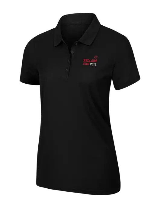 Womens Black Core Classic Pique Polo w/Reclaim Your Vote Logo