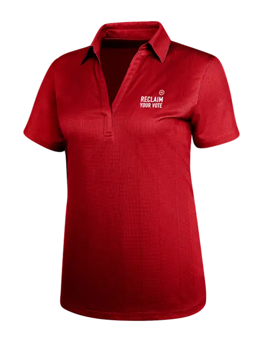Red Womens Performance Fine Jacquard Polo w/Reclaim Your Vote Logo