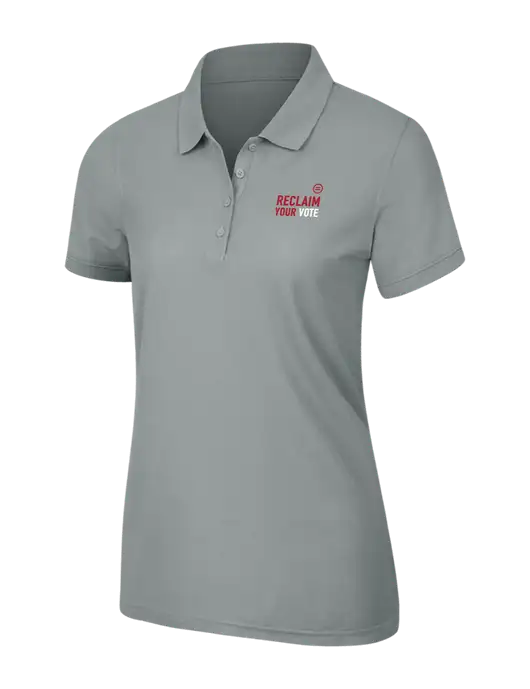 Light Grey Womens Core Classic Pique Polo w/Reclaim Your Vote Logo