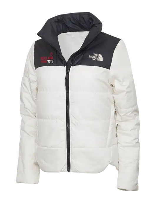 North Face Womens Vintage White Everyday Insulated Jacket w/Reclaim Your Vote Logo