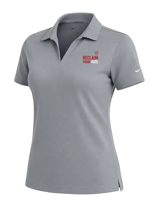 NIKE Medium Grey Womens Dri-Fit Micro Pique Polo w/Reclaim Your Vote Logo