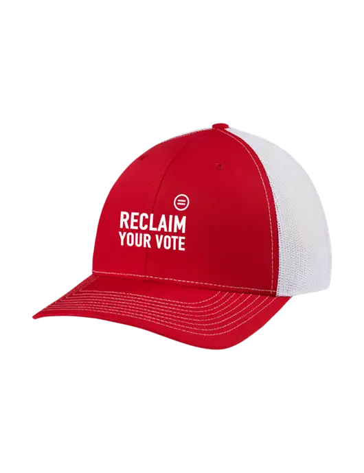 Richardson Adjustable Snapback Original 112 Trucker Cap Red w/White Mesh w/Reclaim Your Vote Logo