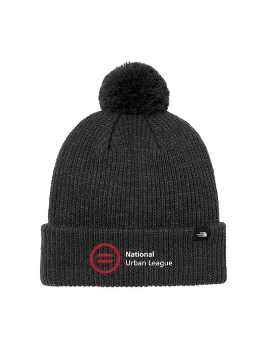 The North Face Black Heather Pom Beanie w/National Urban League Logo