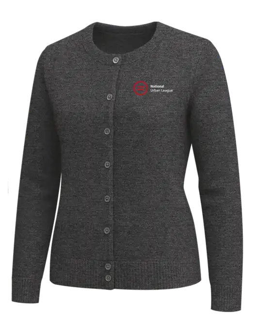 Brooks Brothers Womens Dark Grey Heather Washable Merino Cardigan Sweater w/National Urban League Logo