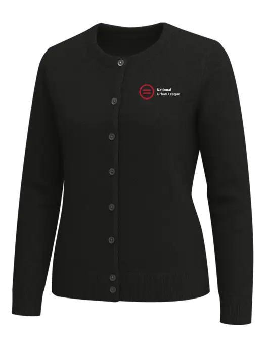 Brooks Brothers Womens Black Washable Merino Cardigan Sweater w/National Urban League Logo