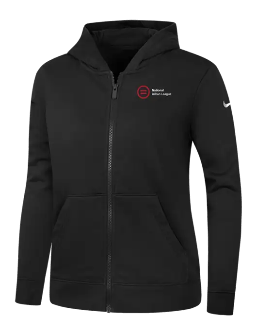 Nike Womens Club Fleece Sleeve Swoosh Full-Zip Black Hoodie w/National Urban League Logo