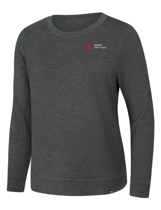 TravisMathew Womens Dark Grey Heather Lightweight Long Weekend Crew w/National Urban League Logo