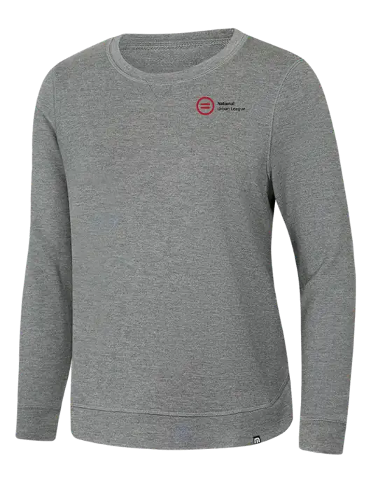 TravisMathew Womens Light Grey Heather Lightweight Long Weekend Crew w/National Urban League Logo