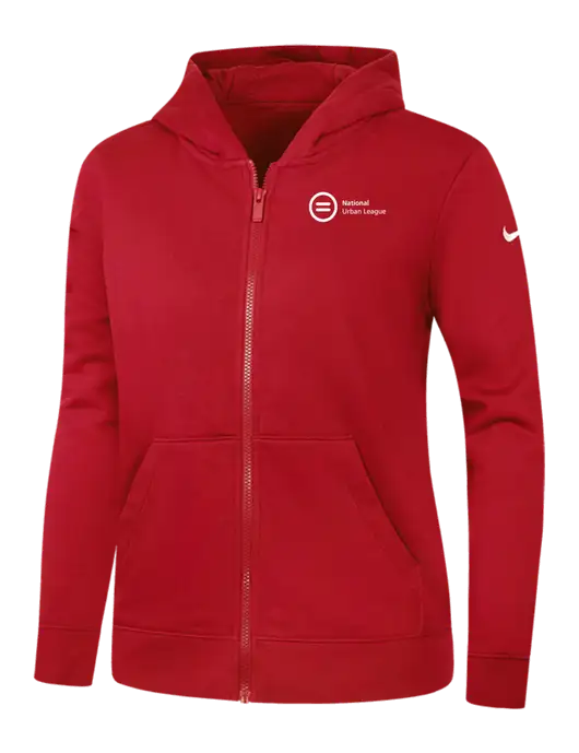 Nike Womens Club Fleece Sleeve Swoosh Full-Zip Red Hoodie w/National Urban League Logo