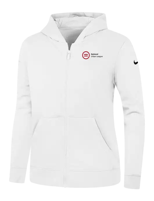 Nike Womens Club Fleece Sleeve Swoosh Full-Zip White Hoodie w/National Urban League Logo