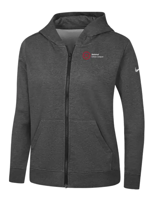Nike Womens Club Fleece Sleeve Swoosh Full-Zip Charcoal Heather Hoodie w/National Urban League Logo