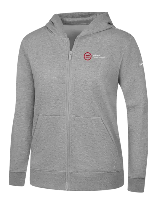 Nike Womens Club Fleece Sleeve Swoosh Full-Zip Dark Grey Heather Hoodie w/National Urban League Logo