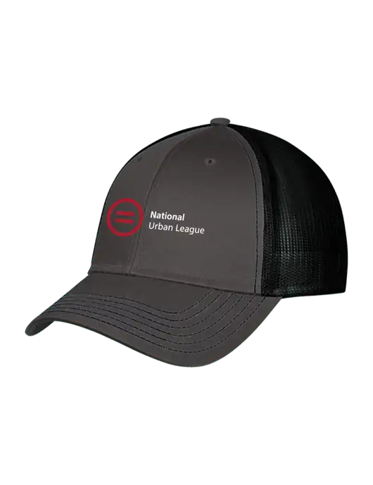 Charcoal & Black Mesh Trucker Cap Snap Back w/National Urban League Logo