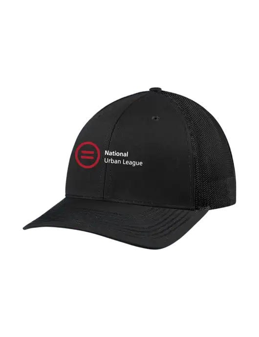 Richardson Adjustable Snapback Original 112 Trucker Cap Black w/Black Mesh w/National Urban League Logo