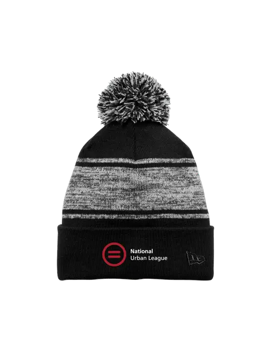 New Era Black/Charcoal Knit Chilled Pom Beanie w/National Urban League Logo