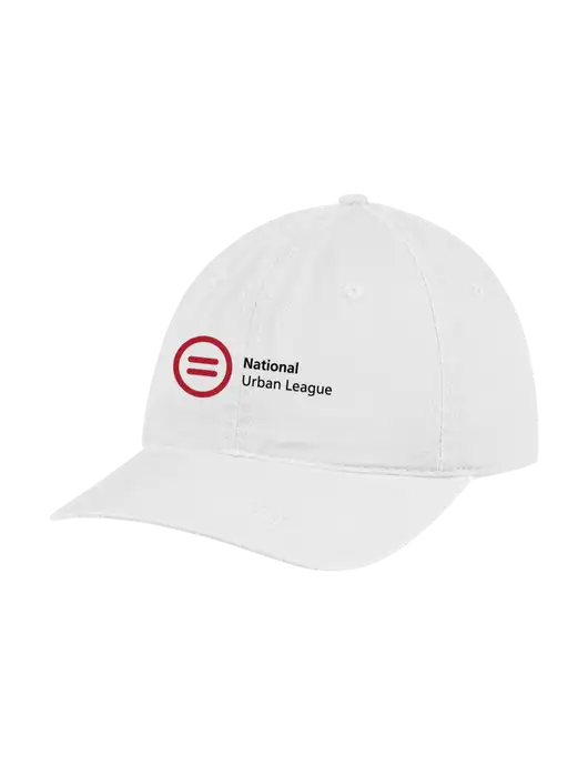 Garment Washed Unstructured Twill White Cap w/National Urban League Logo