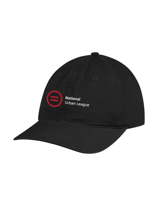 Garment Washed Unstructured Twill Black Cap w/National Urban League Logo