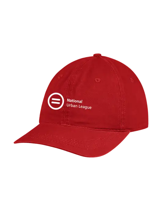 Garment Washed Unstructured Twill Red Cap w/National Urban League Logo