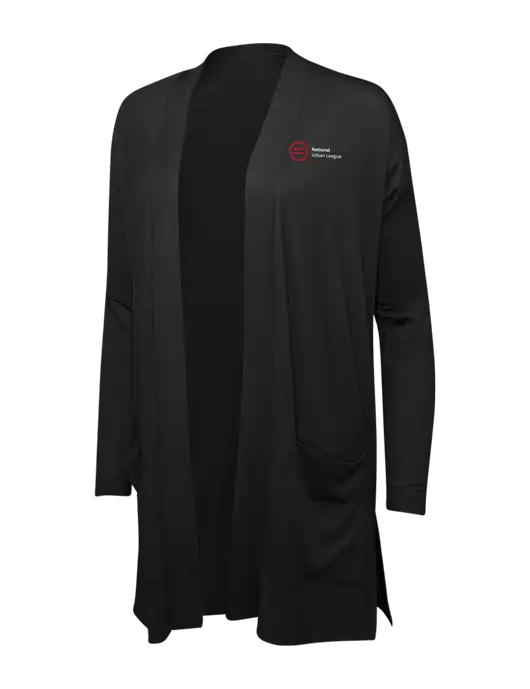 Black Womens Concept Long Pocket Cardigan w/National Urban League Logo