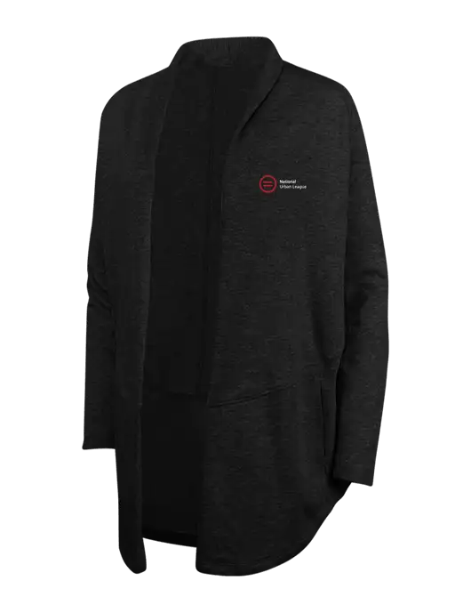Deep Black/Charcoal Heather Womens Interlock Cardigan w/National Urban League Logo