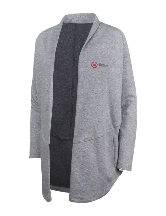 Medium Heather Grey/Char Heather Womens Interlock Cardigan w/National Urban League Logo