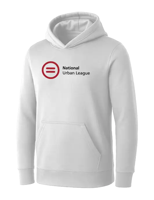 Womens White Core Fleece Pullover Hooded Sweatshirt w/National Urban League Logo