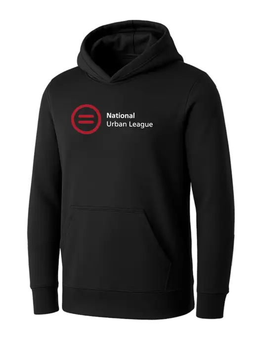 Womens Black Core Fleece Pullover Hooded Sweatshirt w/National Urban League Logo