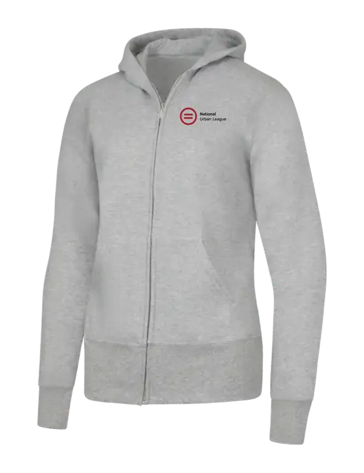 Grey Heather Womens Core Fleece Full-Zip Hooded Sweatshirt w/National Urban League Logo