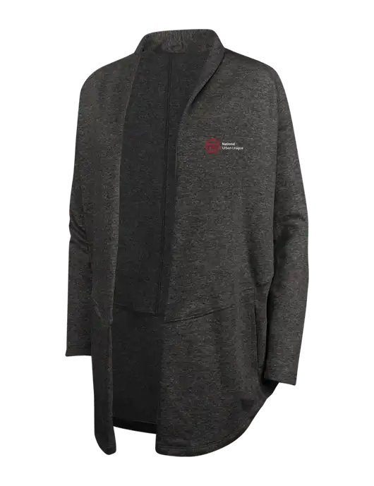Charcoal Heather/ Medium Heather Grey Womens Interlock Cardigan w/National Urban League Logo