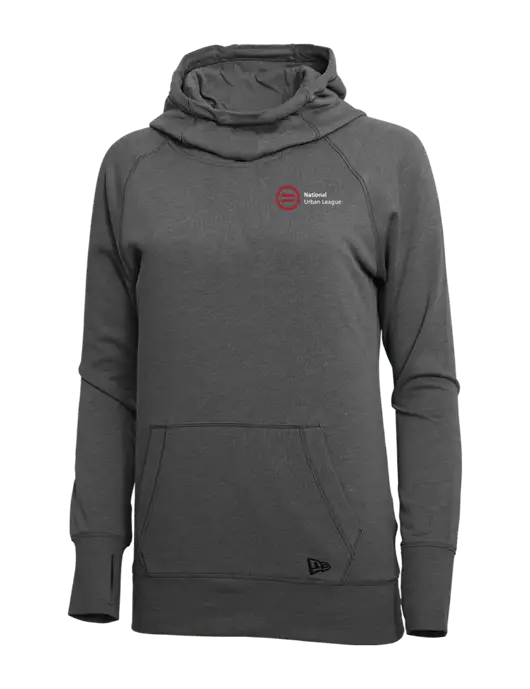 New Era Black Heather Womens Tri-Blend Fleece Pullover Hoodie w/National Urban League Logo